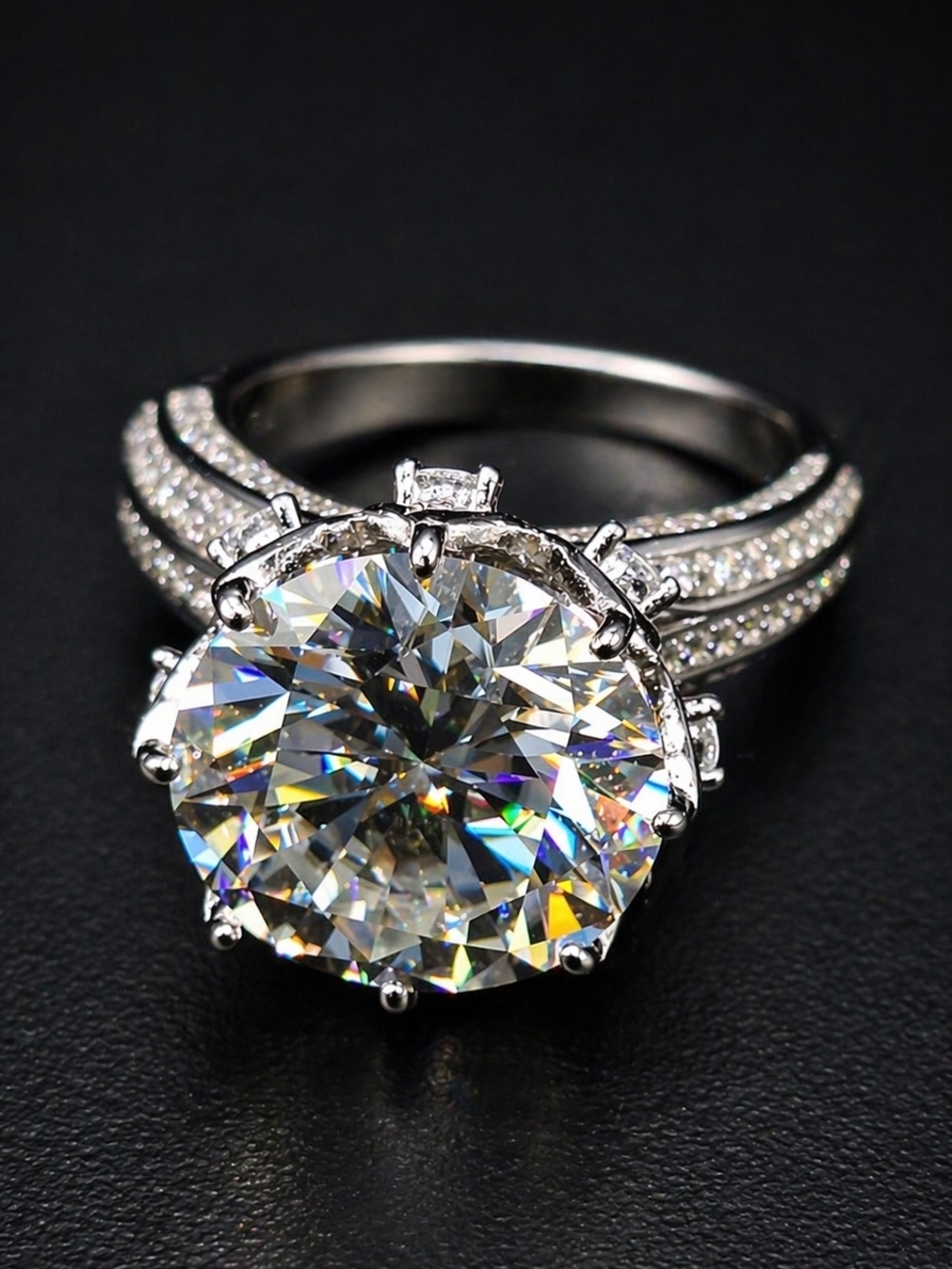 10CTW Moissanite Ring Size 6 | Rhodium Over 925 Sterling Silver | NEW | Iced Out